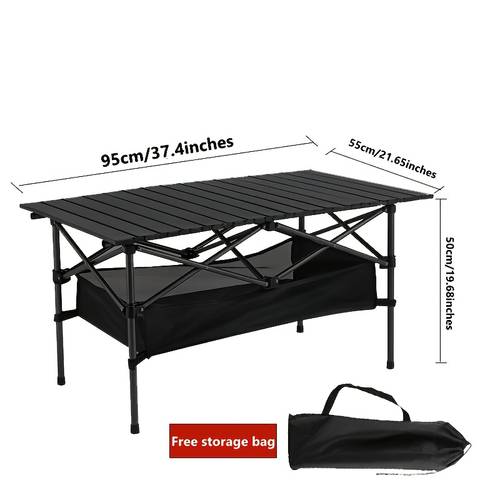 lightweight aluminum folding camping table portable roll for outdoor camping beach bbq patio and picnic durable waterproof with carrying bag