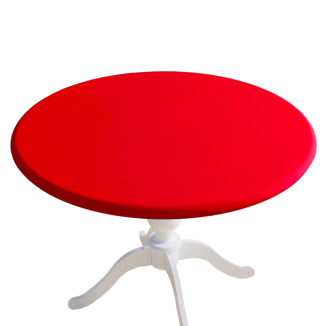TEMU 1pc 1pcs Round Tablecloth Stretchable Washable Suitable For Round Tables, Elastic Edges Fit Table Cover, Solid Color Washable Polyester