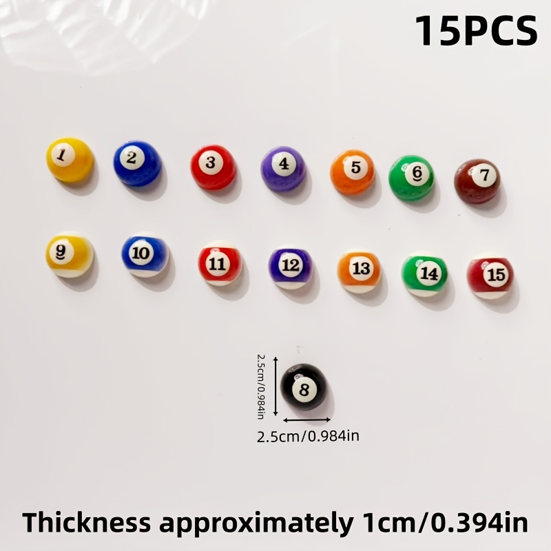 TEMU 15 Magnetic Billiards-shaped Refrigerator Stickers | Resin, Round, Suitable For Metal , Ideal For Photos, Notes, Papers, Easy Attachment To Fridges And Filing Cabinets