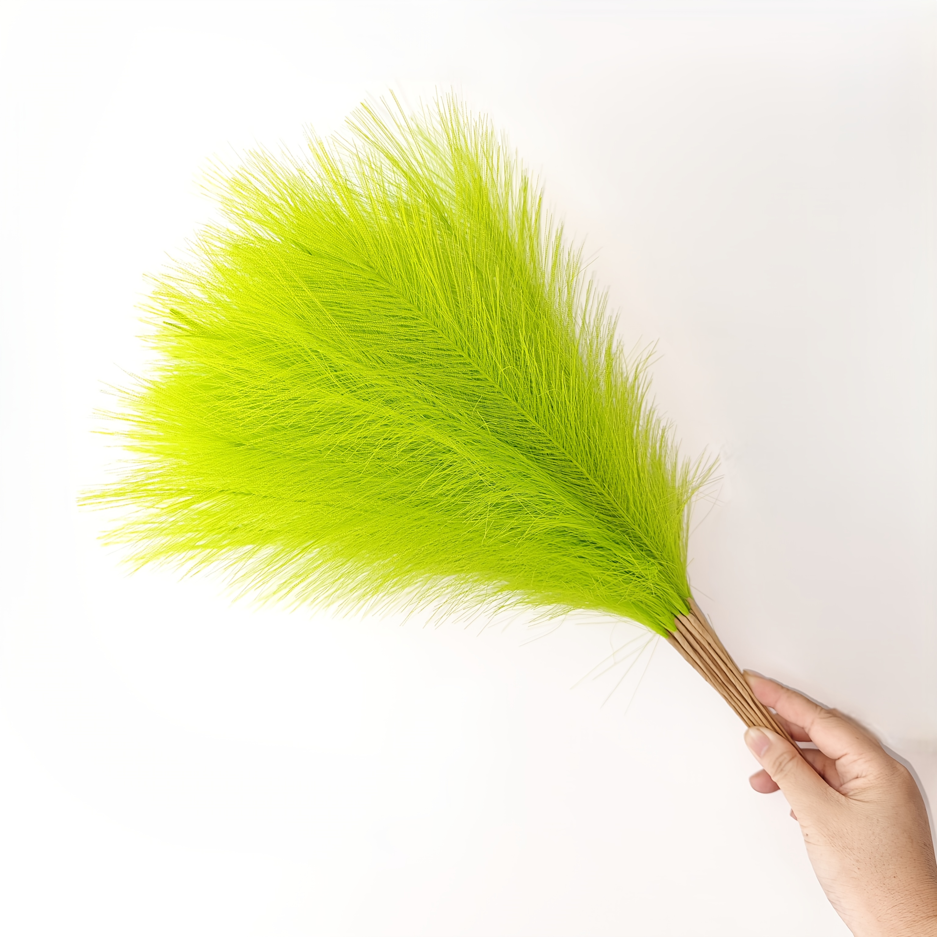 TEMU 16pcs Green Pampas Grass Decor For Christmas, Pampas Grass Home Decor, Faux Pampas Grass Bohemian Decor, Emerald Green Diy Fluffy Artificial