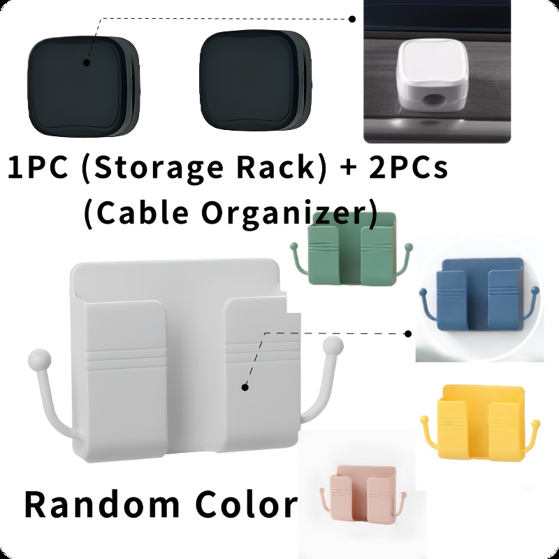 TEMU Wall-mounted Phone Holder, No Drilling Required, Remote Control Organizer, Cable Management, , Essential For Bedroom, Living Room, Office (1pc