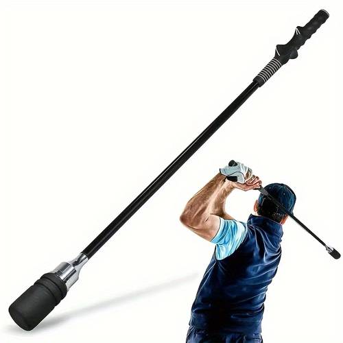 a high quality golf swing trainer black stainless steel practice aid for men and women builds strength flexibility and rhythm warm ups and skill golf training aid