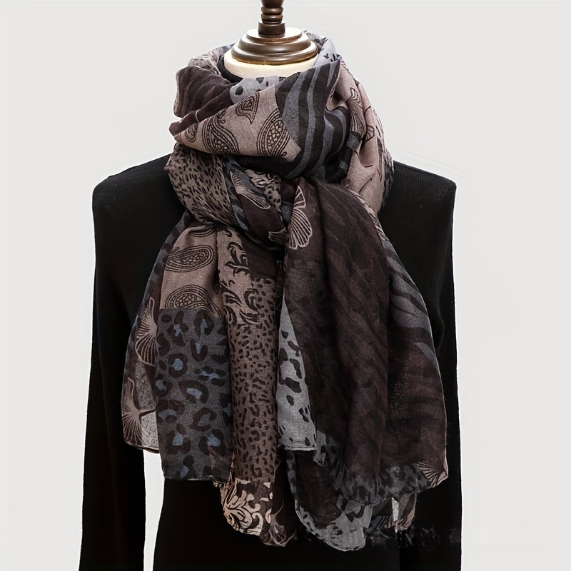 TEMU Women's Leopard Print Scarf - Chiffon Shawl, Warm And Cold-proof Bohemian Style Scarf Neck Warmer
