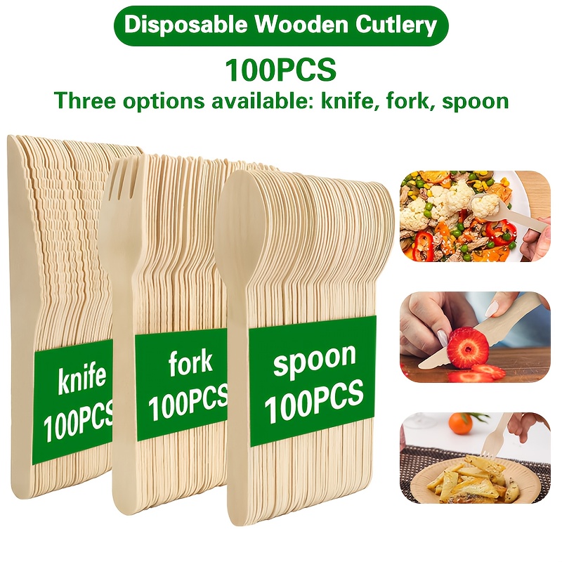 100pcs Solid   Cutlery Set - Knives, Forks, Spoons |   & No   |   Parties, Picnics, Travel, Catering, Wedding Supplies, Best for Christmas,   Thanksgiving