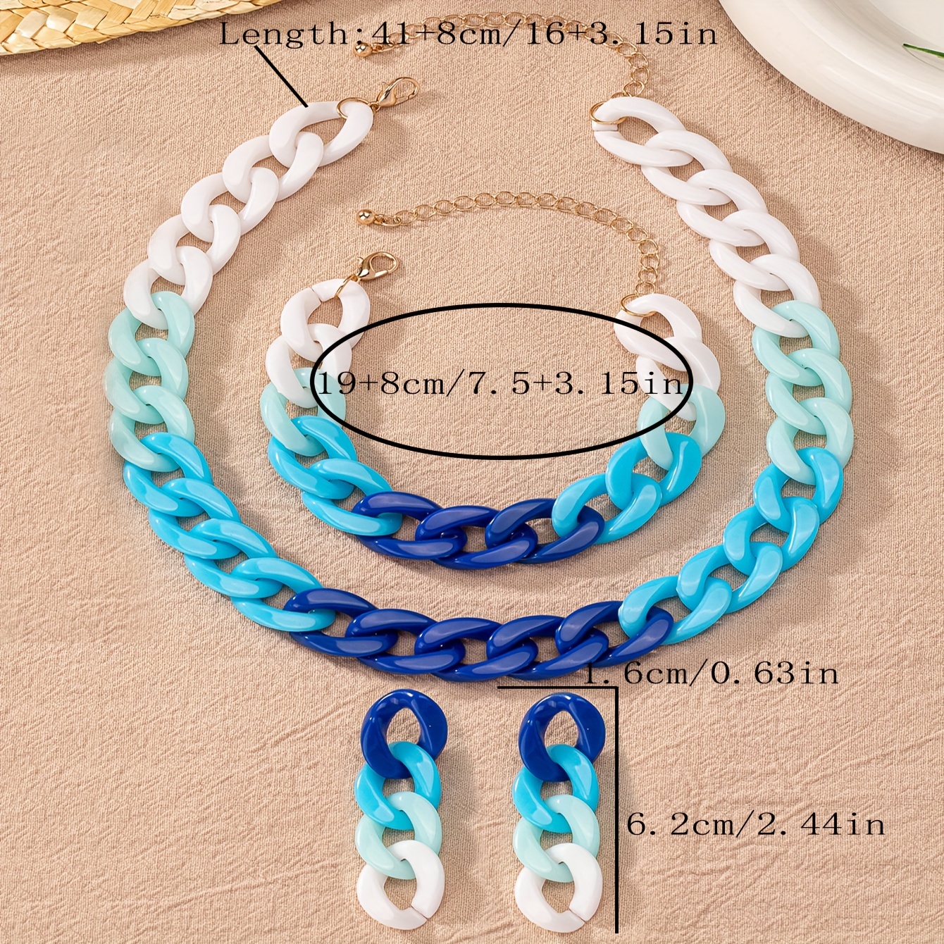 4pcs Resin Chain Necklace Set for Women's Beach Vacation