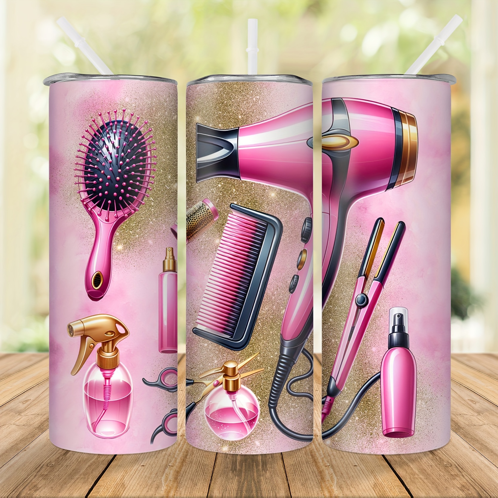 

20oz Stainless Steel Insulated Water Bottle With Hair Dryer Design - Includes Straw, Hand-wash Only, Perfect Gift For Family & Friends, Blow Dryer Pattern, Cold