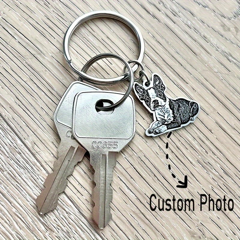 

Personalized Pet Keychain - Engraved Pictures, Steel, - For