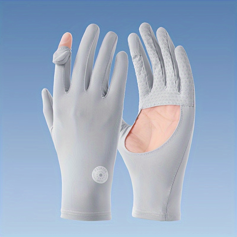 Verano Guantes De Sol De Color Sólido Guantes Cortos De Spandex Elásticos  De Estilo Simple Guantes De Protección UV Para Pesca Ciclismo