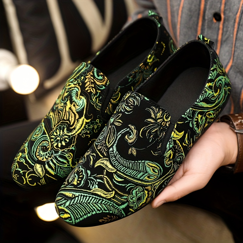 mens vintage slip loafers soft shoes floral Temu Saudi Arabia