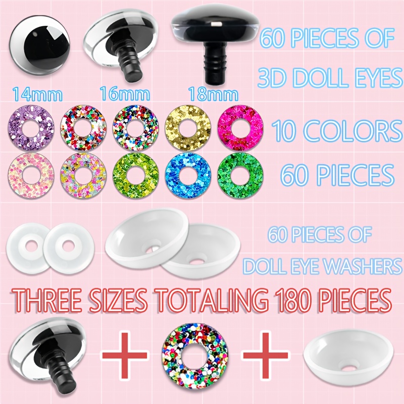 Image of Components For Crochet Projects, Featuring Washers And Sequins, In Plush Doll Eye Sizes Of 12 Mm, Designed With A 3d Glittery Fish-scale Design, Perfect For Moon-shaped Stuffed Eyes For Animal Dolls