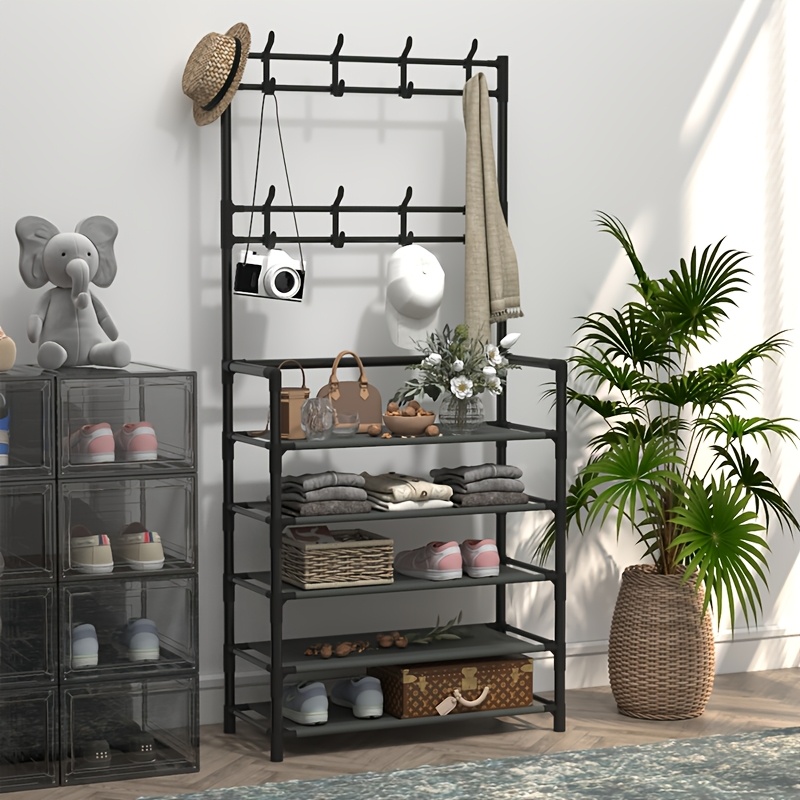 4-5 Tier Shoe Rack - Space-Saving, Easy Assembly, Durable Design for Entryway And Bedroom, Minimalist Style, Efficient Sneaker Storage, Shoe Storage Solution | Modern Shoe Rack | Durable Construction, Dorm Entrance Storage Rack for Shoes And Hats