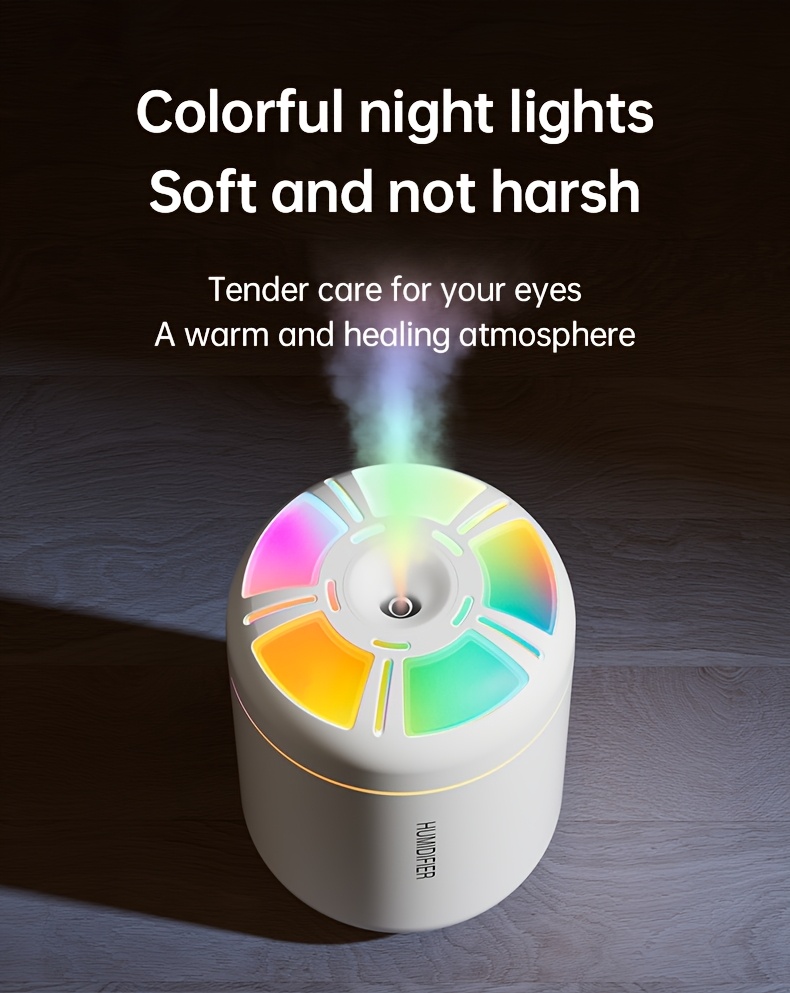 1 buc. Difuzor de aromă umidificator auto USB colorat, umidificator portabil mini cu ieșire mare de ceață de 180ml, dispozitiv compact de hidratare a aerului condiționat din cameră cu rezervor de apă pentru uleiuri esențiale, bateria nu este inclusă, alimentat prin USB