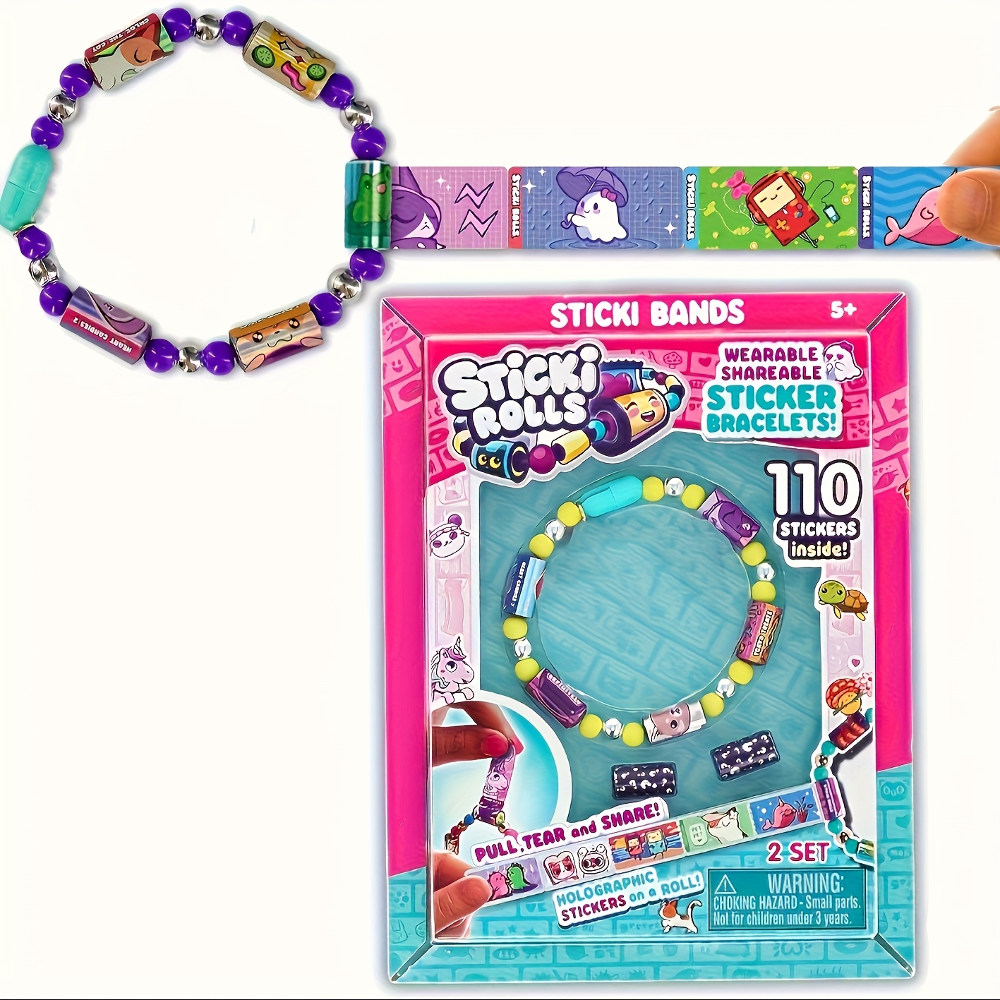wearable and   sticker bracelet 110 mini stickers with different cute characters decorate your items the mystery reveal sticker roll set   a string of distressed   and another diy kit