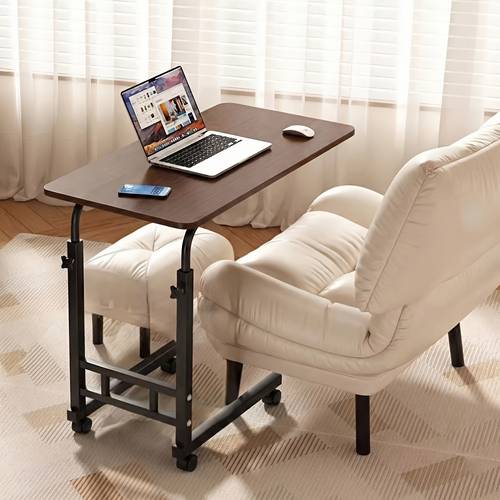 imagen del artículo mesita de noche ajustable con ruedas | escritorio para laptop de c para cama y sofá, pequeña mesita móvil sobre cama con estantes de almacenamiento, mesita de noche ajustable para hogar, y