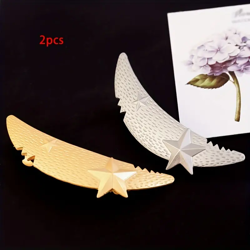2pcs 1pc elegant moon star hair clips alloy spring clips for women one row half up hair clips high ponytail clips   mother s day ramadan easter and school reunion gifts anime style solid color 14 Product details 3