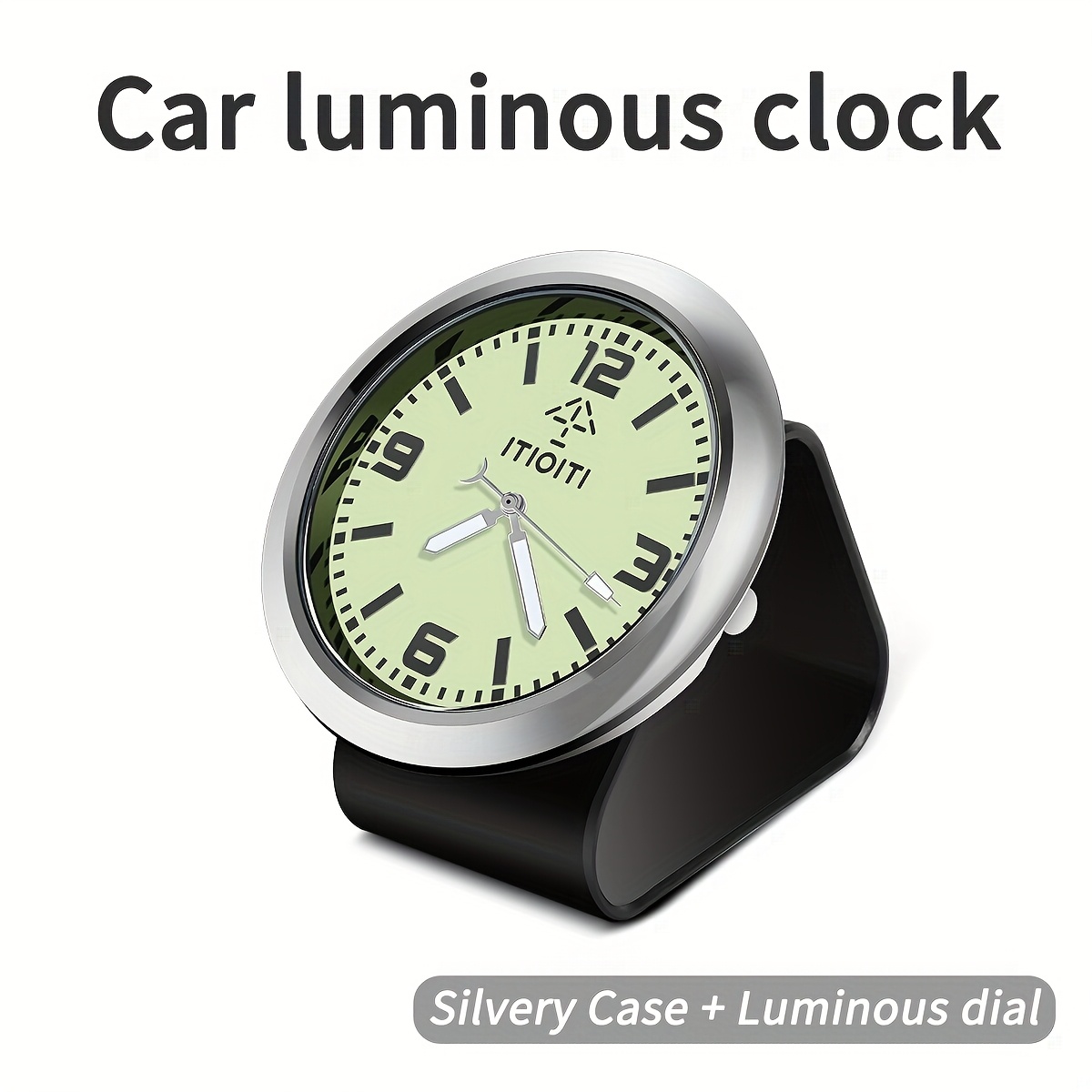 Image of 1 Set (1pc Alloy Car Clock And 1pc Aluminum Alloy Bracket And 4pcs Traceless Glue) Car High-end Luminous Dial Decorative Clock Car Clock Quartz Car Dashboard Home Office Needs Clock, 3 Connection