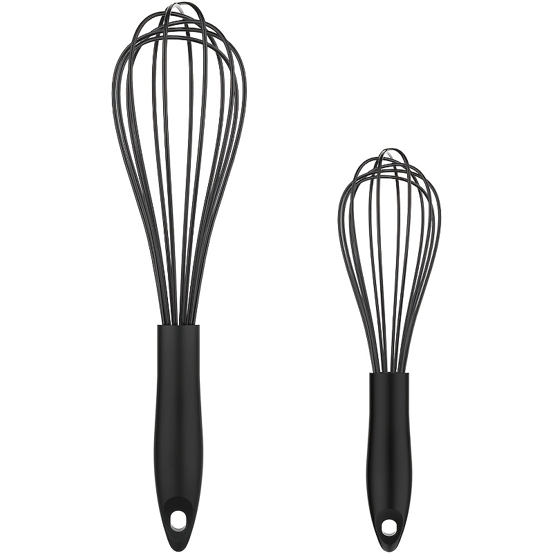 2pcs Silicone Whisk Set -8" And 10" Kitchen Whisks -kitchen Wire Whisks For Cooking, Whisking, Blending, Beating, Stirring
