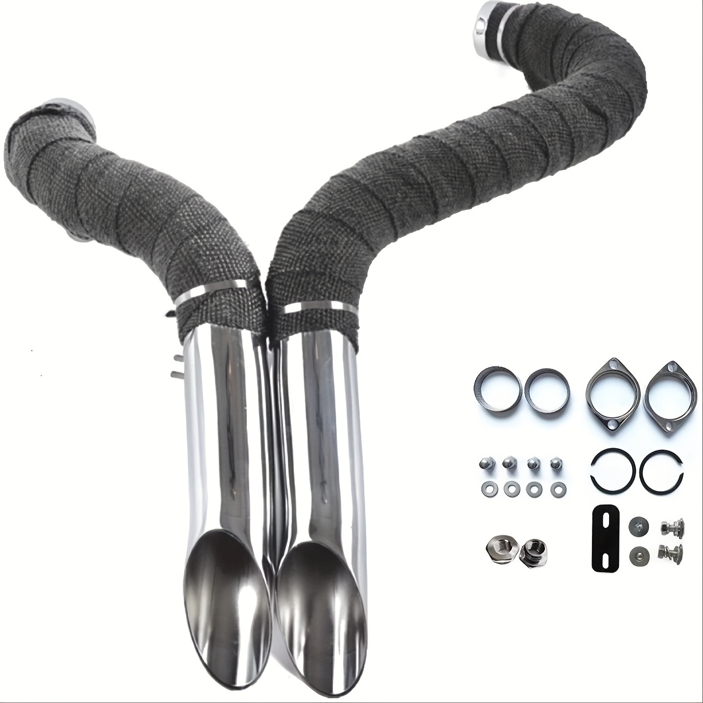 

Laf Exhaust Pipes 2" For Harley Sportster, Heat Wrapped For Forward Control Bikes