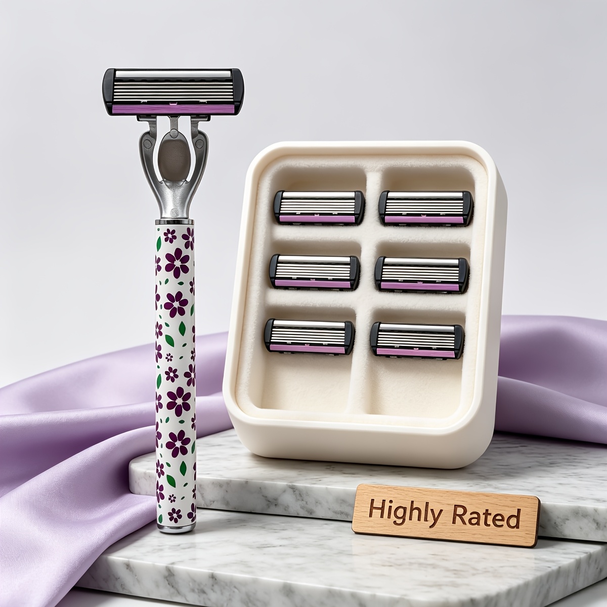 6pcs petal shaver with 1 handle and 6 replacement heads each with 6     6 layer   for a   reducing the need for repeated shaving       for   compact and portable design