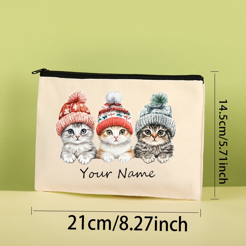 TEMU Borsa per trucco con personalizzato, design vintage, grazioso motivo , con nastro natalizio e tre - Borsa a - Borsa per cosmetici - Astuccio -