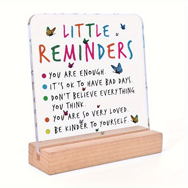 

1pc, Butterfly Inspirational Gifts Acrylic Plaque Sign, Sign 10cm/3.9inch With Wooden Stand, Encouraging Gifts Colleagues , Art Craft Ornament, Desk Shelf Tabletop Home Decor