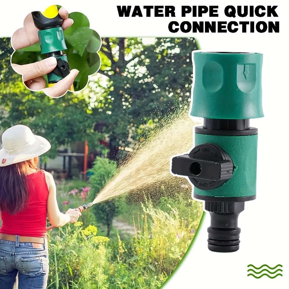 

1pc, Garden Hose Pipe In-line Faucet Tap Shut Off Valve Fitting Watering Irrigation Quick Connector With Valve Garden Gadget For Garden Yard Lawn Outdoor Watering Supplies