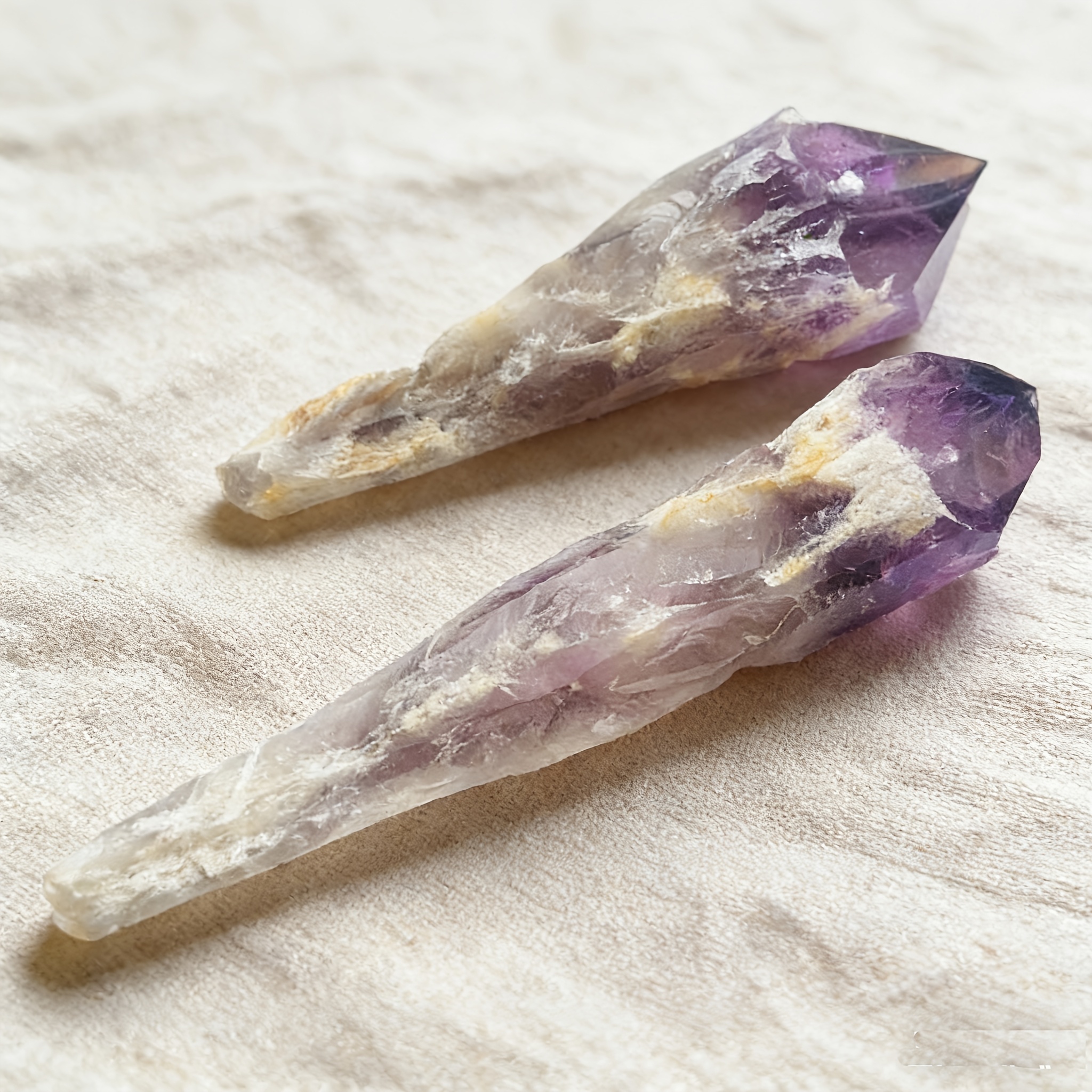 Raw Chevron Amethyst Crystal Wand – Hexagonal Obelisk Point, 3-4 In, USA Mined, Healing Crystal