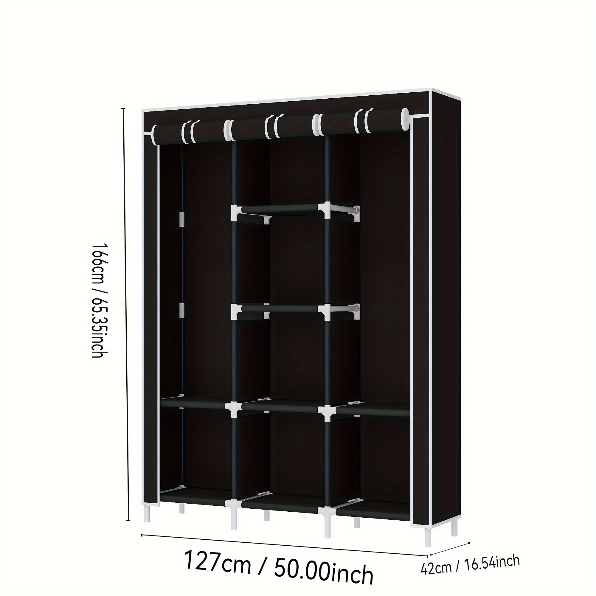 TEMU Multifunctional Wardrobe Reinforced Metal Frame, -saving Closet Organizer For Bedroom Storage