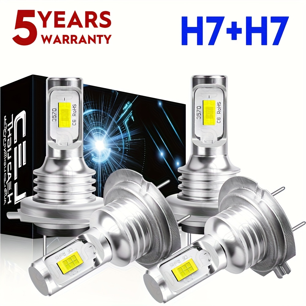 TEMU 4x H7 6000k Led Headlight Kit High Low Beam White , Without Battery
