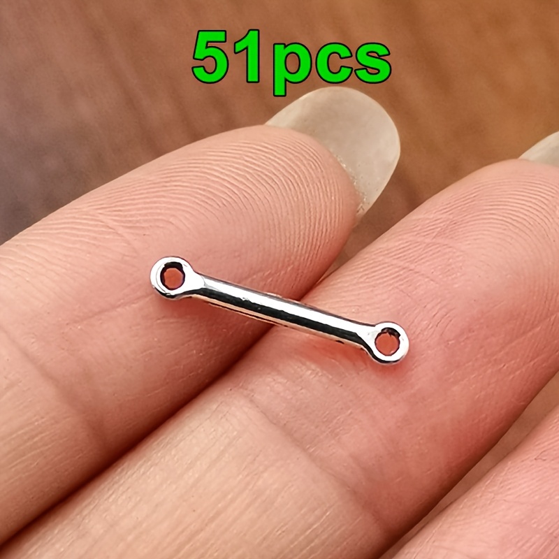 TEMU Juego de 51 piezas de colgantes mini conectores de barra redonda de agujero, dijes de moda para mujer, para collar, pendientes, pulsera,