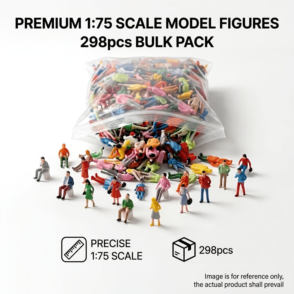 TEMU 298pcs/bag Handmade Diy Decoration Materials, 1:75 Scale Painted Miniature Figurines, Random Colors And Poses, Suitable For Sand Table Landscape
