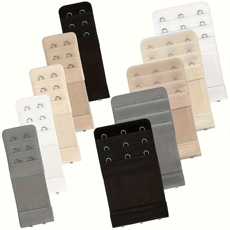 Image of 10pcs Set Of Elastic Bra Hook Extenders_2_3 Hooks Adjustable Strap Extension Piece Bra Extension Hook, 3 3 Hooks Bra Extender, Women's Bra Extension, Bra Extender