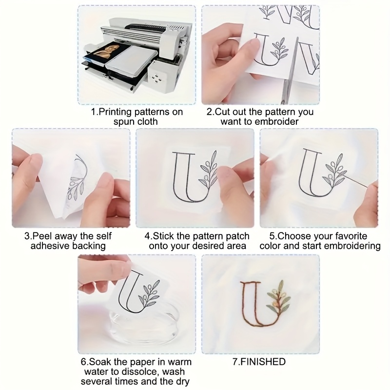 Blank Water-Soluble Embroidery Pattern Stickers for Craft Projects