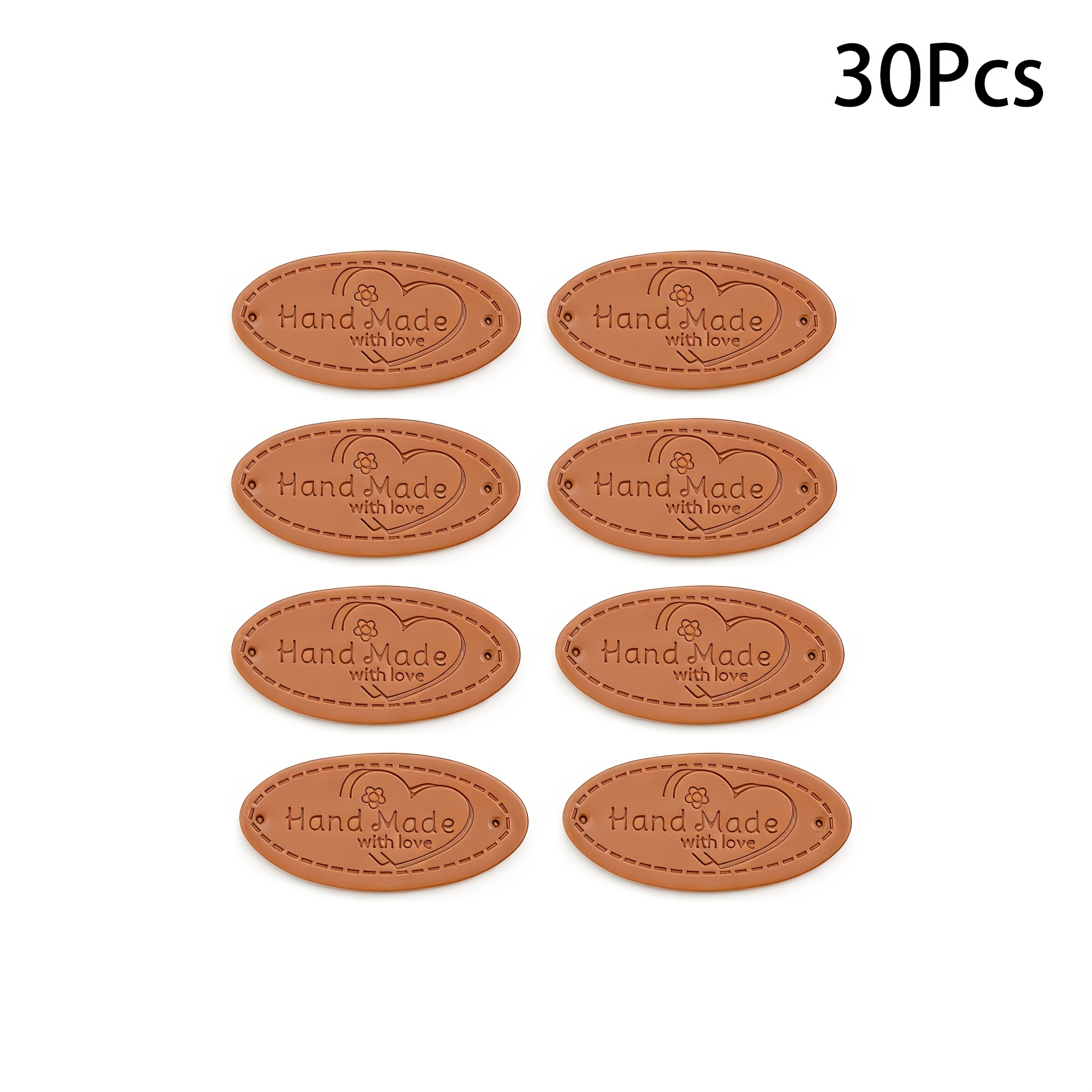 30pcs Of Handcrafted Pu Leather Heart Labels For Garment Sewing Additions