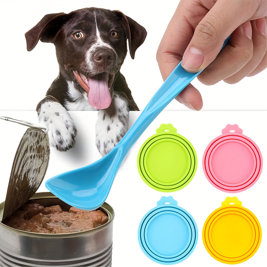 

2pcs Pet Food Can Lids+spoon, Universal Size Silicone Food Can Covers+spoons For Food, Fits For Most Standard Size Food Canned, Dishwasher Safe