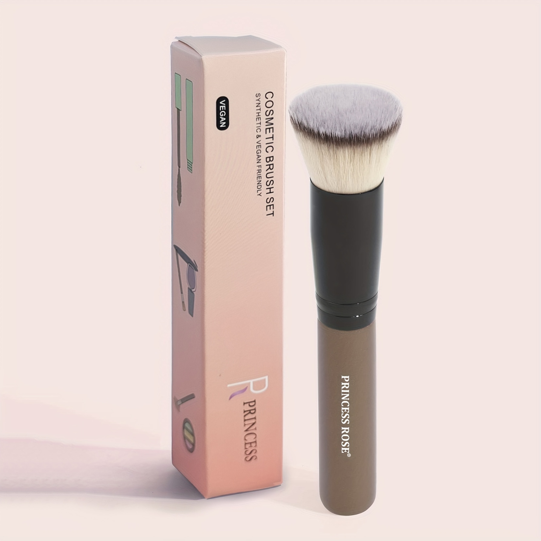 Image of 1pc Flat Foundation Brush With Fibers, Application & Strong , Suitable For Liquid/cream/bb Creams, Anti-slip Handle, Beginners And Professionals, Portable Travel Makeup Brush