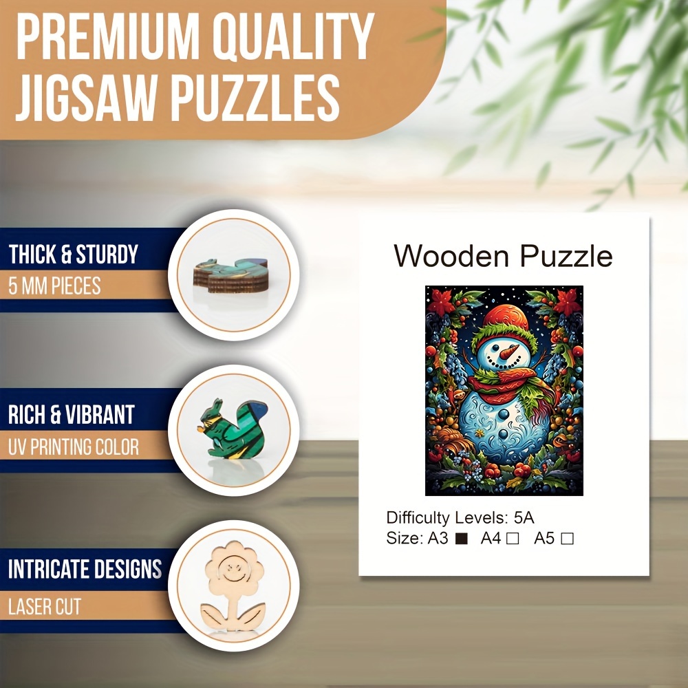 Christmas Snowman Wooden Puzzle Uniquely Irregular Animal - Temu United  Kingdom