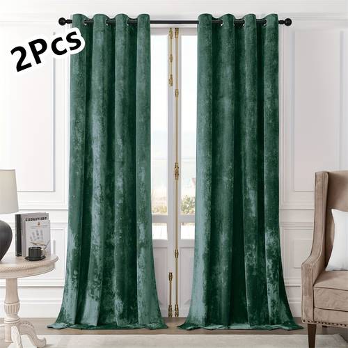 item picture 2pcs crushed velvet curtains grommet top curtains luxurious thermal insulated for living room bedroom office soft and light filtering curtains