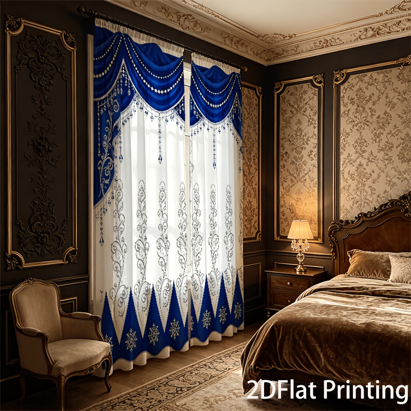 TEMU 1pz Copertura Finestra in Raso Reale Elegante con Cristalli, Nappine Decorative, Argentata con a Rotolo e Motivo a di per Camera da Letto,