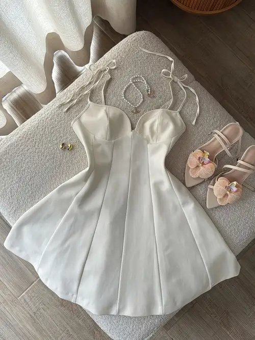 white satin dress - Mauritius white satin dress - Mauritius
