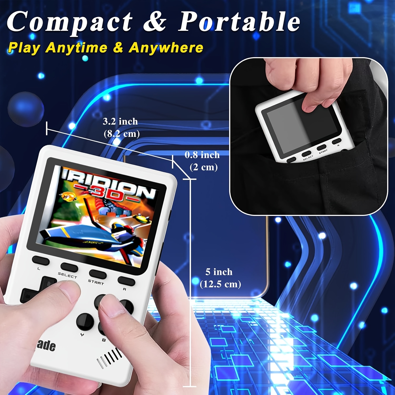   gb pocket     gba cartridge support   display usb powered portable emulator for   white blue   details 3