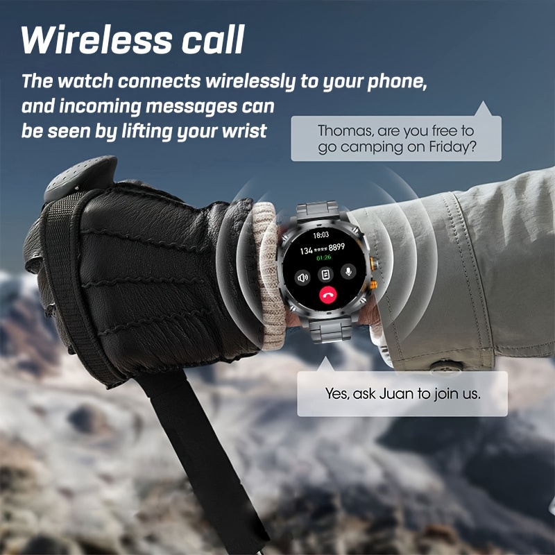 Montre Connectée Homme SIEMORL pour iPhone et Android avec Appels Bluetooth, Lampe LED, Écran AMOLED 1,75 Pouces, Résistante à l'Eau IP170,18cm, Batterie 800mAh, Suivi Sportif 100+ Activités