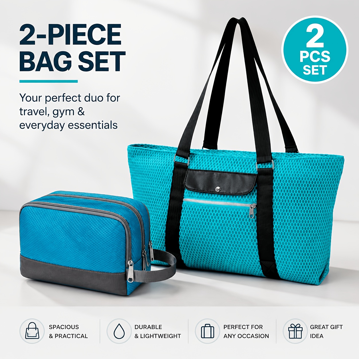 2pcs Travel Bag Set with Toiletry Pouch