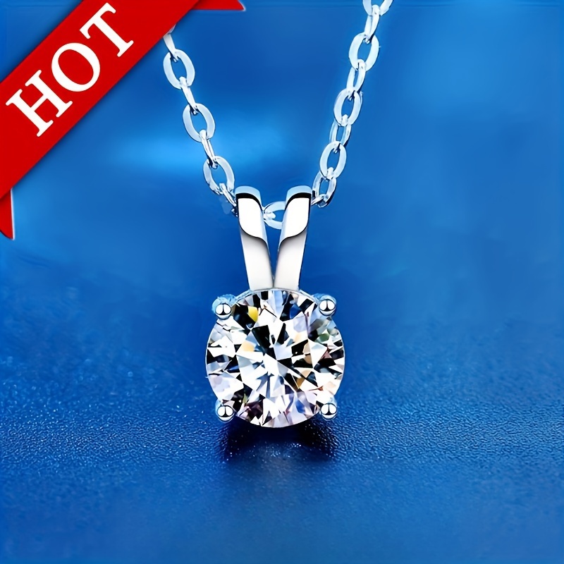 

A Moissanite 1-2 Pendant Necklace Engagement For Ladies