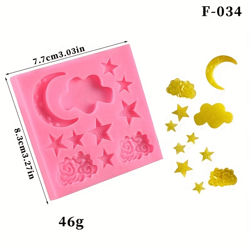 TEMU 1pc Star And Moon Pattern Silicone Mold, Diy Popular Moon Cloud Silicone Mold For Baking Decoration / Epoxy Resin Craft Mold