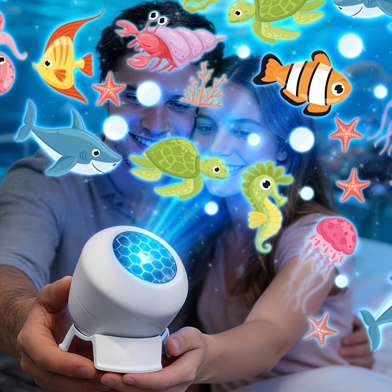 TEMU Led Ocean Projector Night Light, 360° Rotating Starry Sky Projection Lamp, Ocean Wave Projector With Colorful Led Lights, Ambient Mood Lamp For