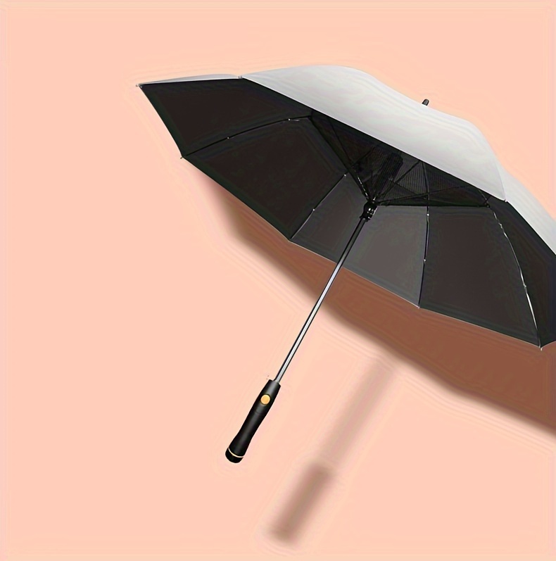 Fashion Stick Umbrella with Cooling Fan - UPF 50+ Sun Protection, Manual Open, 8-Rib Structure, 210T Pongee Fabric, Aluminum Alloy Handle & Ribs, UV-Armour Titanium Silver Coating for UVA/UVB Block