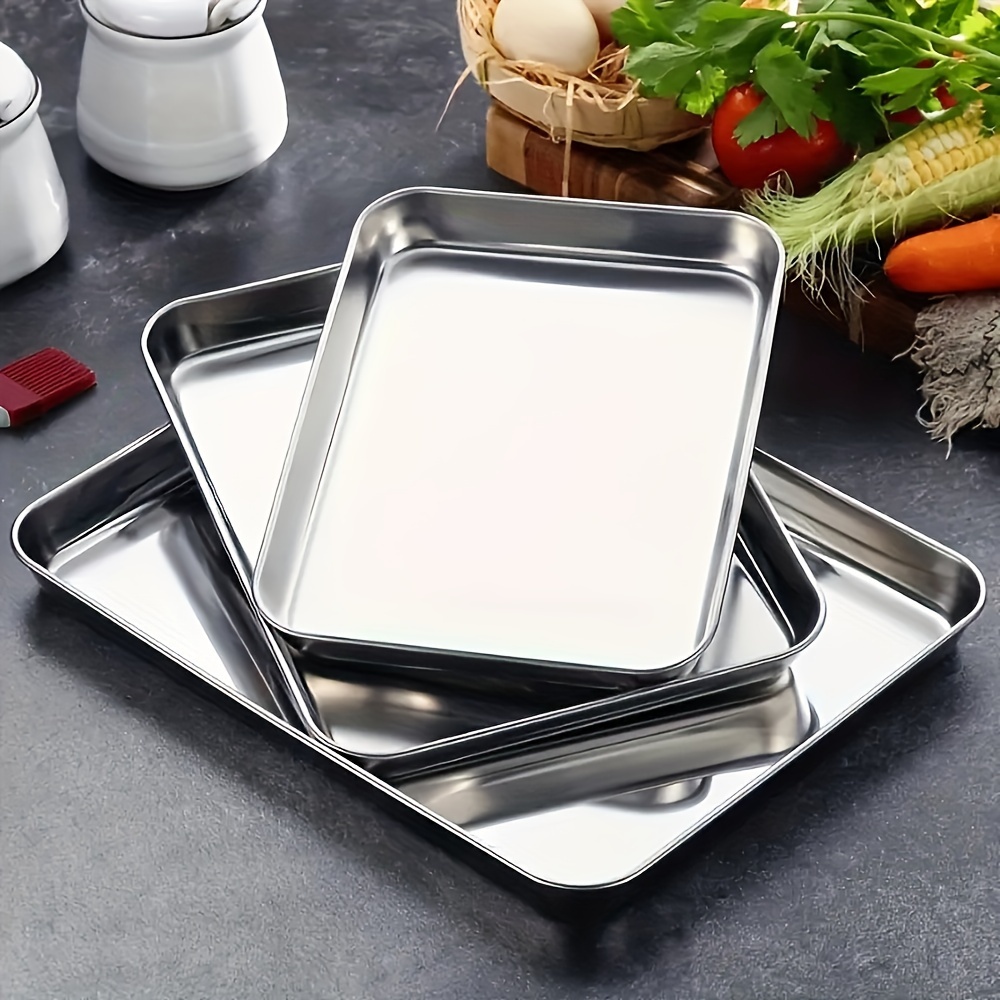 

3pcs, Stackable Barbecue Plate And Baking Sheet Pan Set, Versatile Serving Tray For Home, Restaurant, And Party, Durable Kitchen Accessory For Baking And Food Display