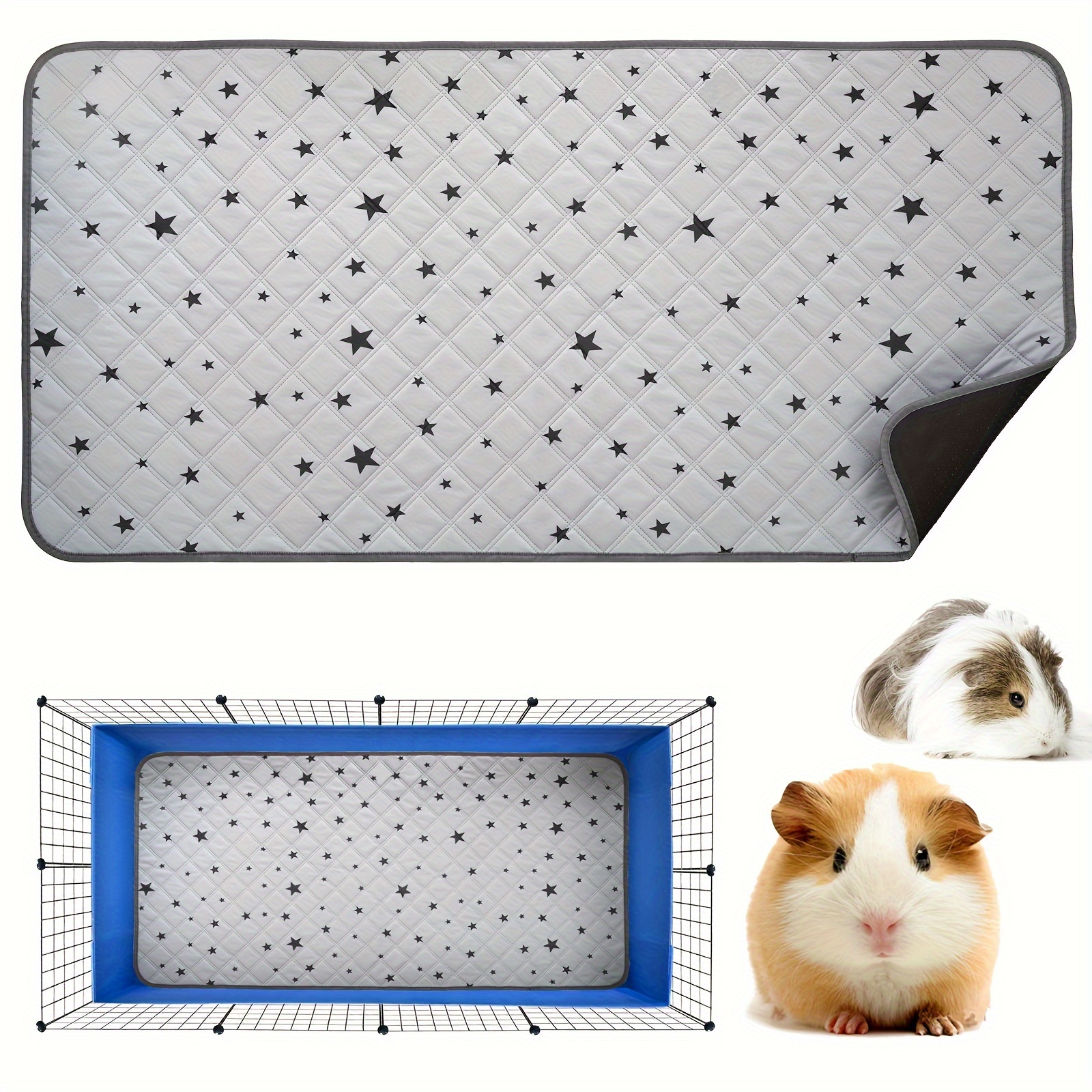 

Star Print Guinea Hamster Cage Liners - Washable Small Pet Pee Pads, Waterproof Reusable & Anti Slip Guinea Hamster Bedding, Fast And Super Absorbent Pee Pad For Small Animals Rabbit Hamster Rat
