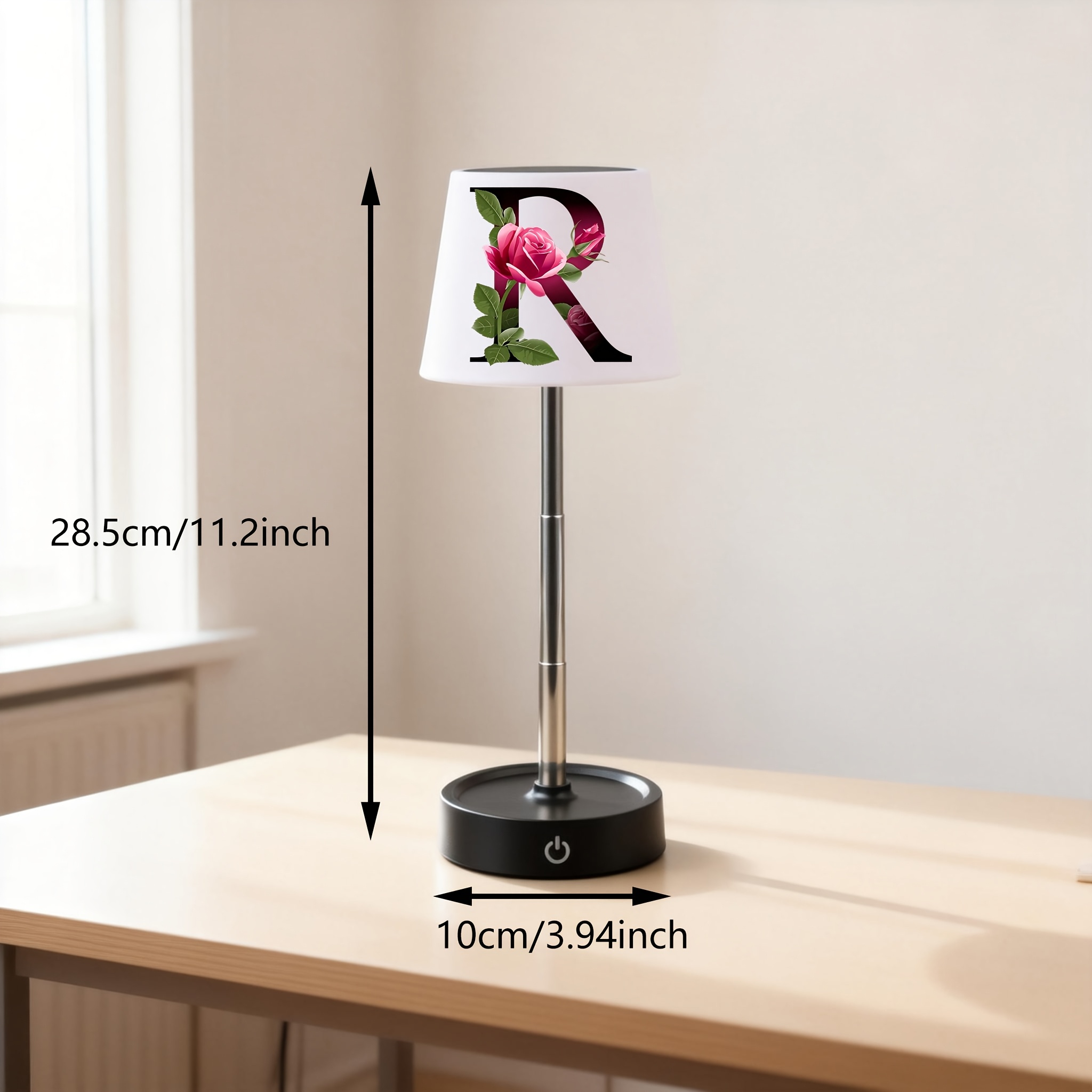 Dark Red Gradient Letter R Rose Print Office Lamp